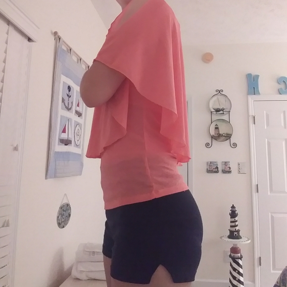 Pink Flowy Top with Shoulder Cutouts - Picture 9 of 14